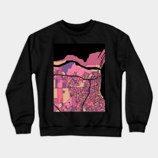 Corpus Christi Map Pattern in Purple & Pink Crewneck Sweatshirt